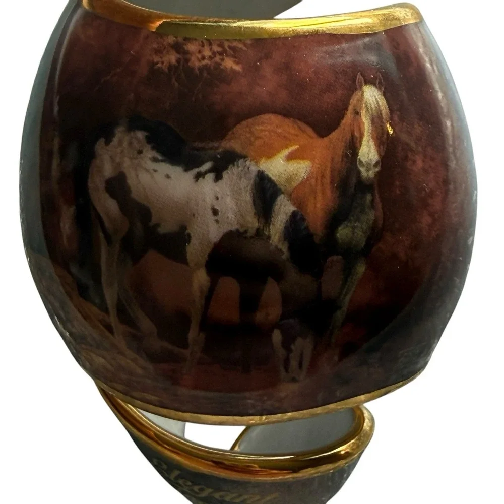 Bradford Exchange Porcelain Spiral W/Gold Horse Ornament 